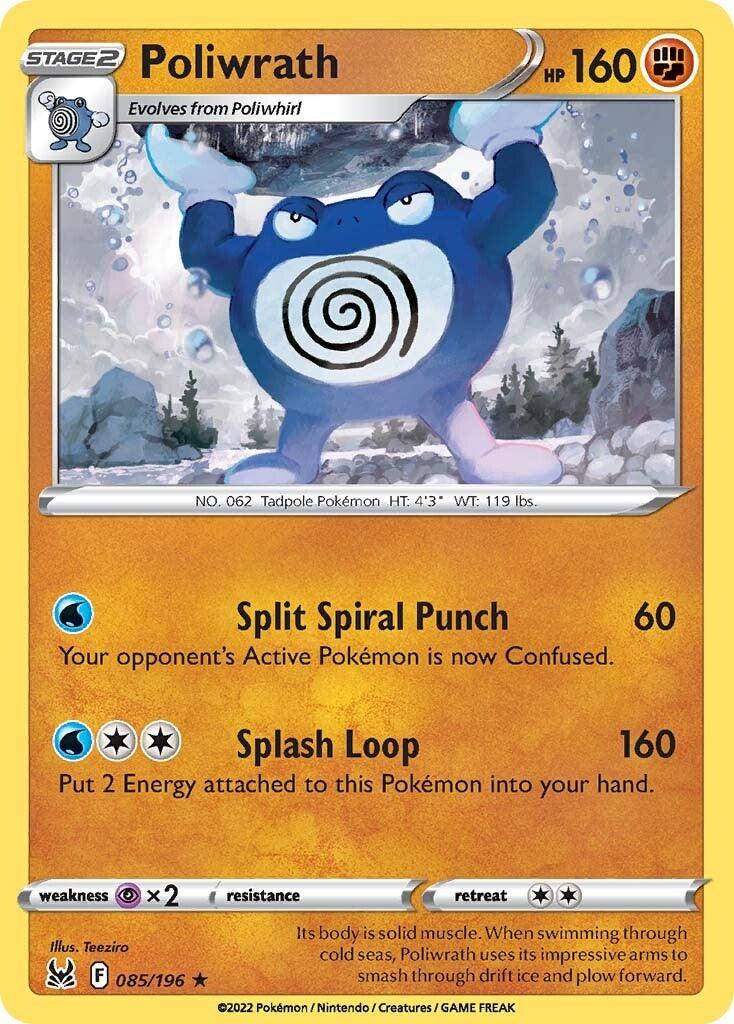 085, Fighting, Normal, Psychic [x2], Rare, Reverse Holofoil, Sword & Shield: Lost Origin Poliwrath (085/196) [Sword & Shield: Lost Origin] - Trading Card World