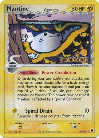 20, EX: Dragon Frontiers, Lightning, Lightning[×2], Rare, Reverse Holofoil Mantine (20/101) (Delta Species) (Stamped) [EX: Dragon Frontiers] - Trading Card World