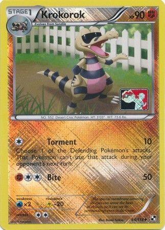 64, Black & White: Base Set, Fighting, Lightning[-20], Promo, Reverse Holofoil, Water[×2] Krokorok (64/114) (League Promo) [Black & White: Base Set] - Trading Card World