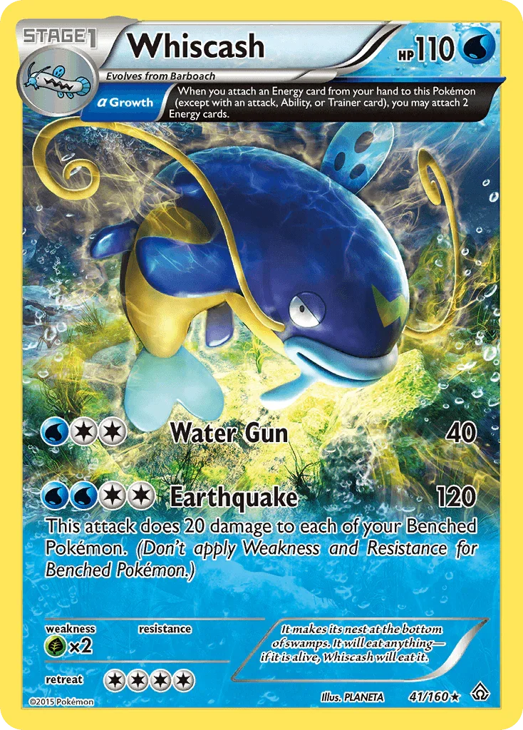 41, Grass[×2], Normal, Rare, Reverse Holofoil, Water, XY: Primal Clash Whiscash (41/160) [XY: Primal Clash] - Trading Card World