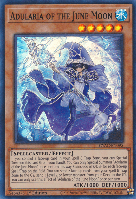 1st Edition, Cyberstorm Access, Effect Monster, Spellcaster, Super Rare, Water Adularia of the June Moon [CYAC-EN095] Super Rare - Trading Card World