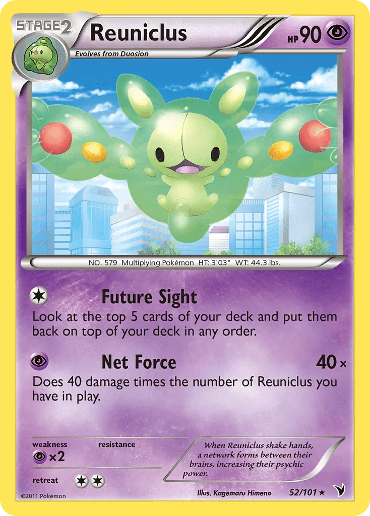 52, Black & White: Noble Victories, Normal, Psychic, Psychic[×2], Rare, Reverse Holofoil Reuniclus (52/101) [Black & White: Noble Victories] - Trading Card World