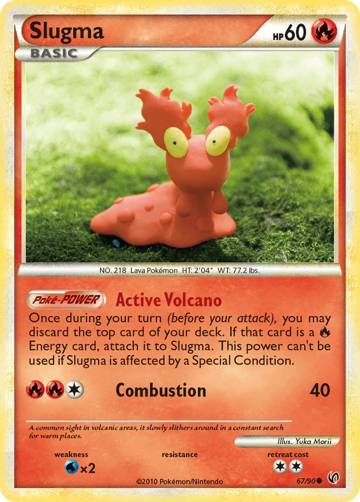 67, Common, Fire, HeartGold & SoulSilver: Undaunted, Normal, Reverse Holofoil, Water[×2] Slugma (67/90) [HeartGold & SoulSilver: Undaunted] - Trading Card World