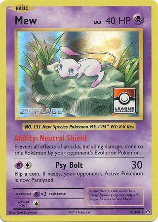 53, Holofoil, Promo, Psychic, Psychic[×2], XY: Evolutions Mew (53/108) (League Promo 2nd Place) [XY: Evolutions] - Trading Card World