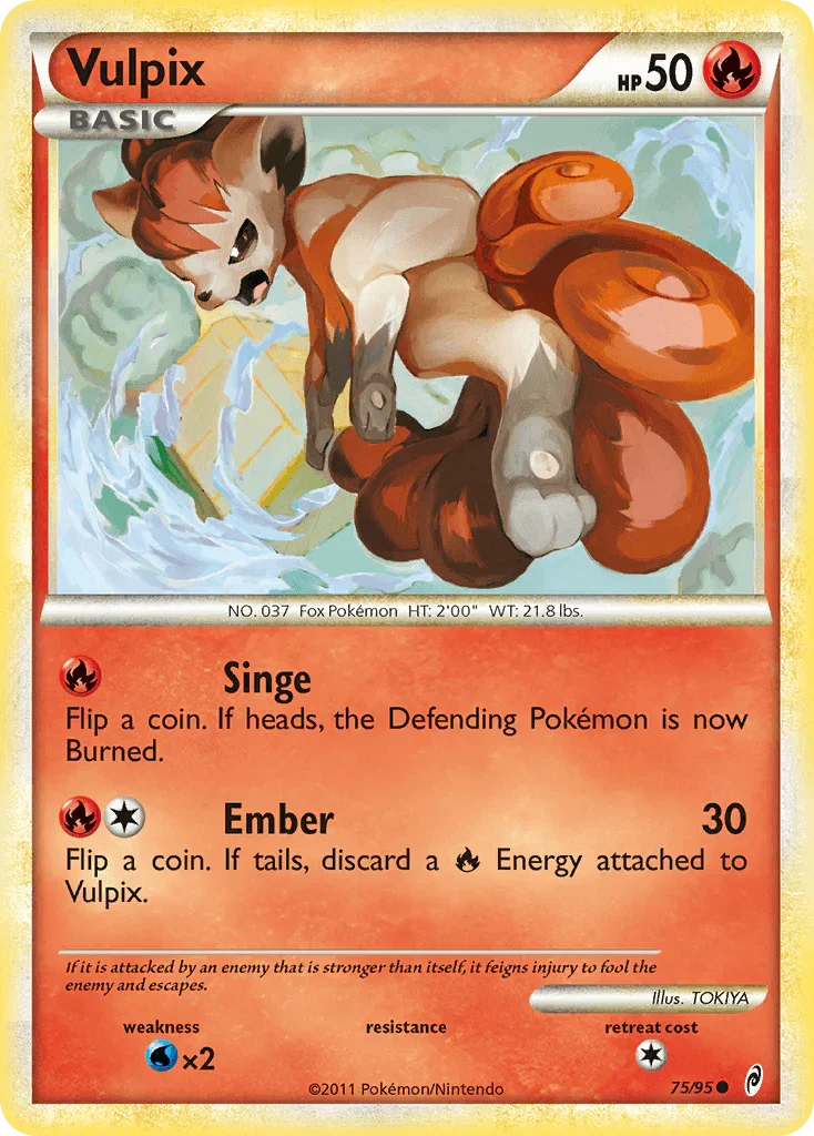 75, Common, Fire, HeartGold & SoulSilver: Call of Legends, Normal, Reverse Holofoil, Water[×2] Vulpix (75/95) [HeartGold & SoulSilver: Call of Legends] - Trading Card World