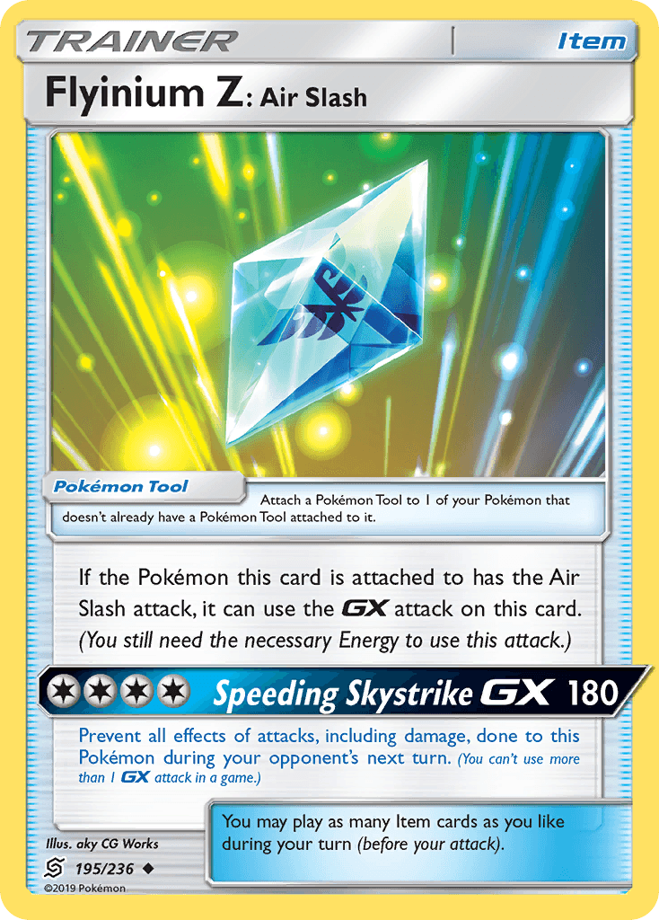 195, Item, Normal, Reverse Holofoil, Sun & Moon: Unified Minds, Uncommon Flyinium Z: Air Slash (195/236) [Sun & Moon: Unified Minds] - Trading Card World