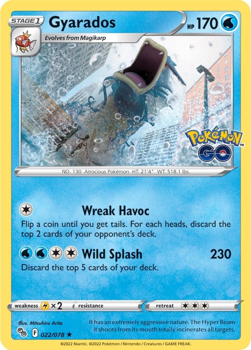 022, Holofoil, Lightning [x2], Pokémon GO, Rare, Reverse Holofoil, Water Gyarados (022/078) [Pokémon GO] - Trading Card World