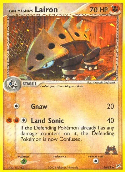 36, EX: Team Magma vs Team Aqua, Fighting, Grass[×2], Normal, Reverse Holofoil, Uncommon Team Magma's Lairon (36/95) [EX: Team Magma vs Team Aqua] - Trading Card World