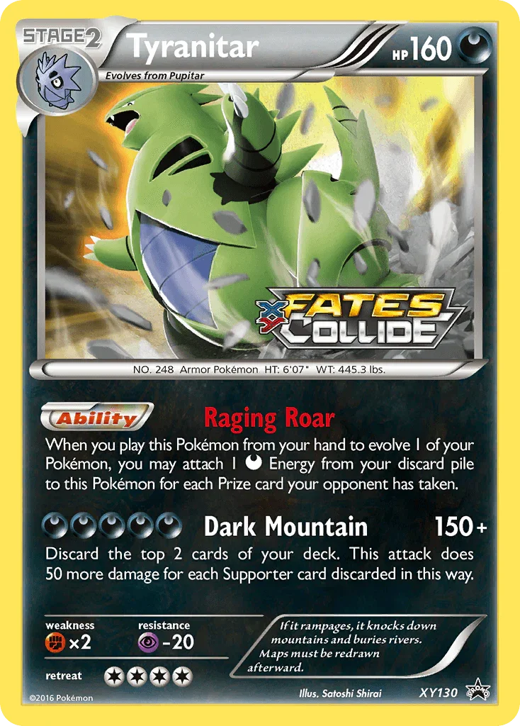 Darkness, Fighting[×2], Holofoil, Promo, Psychic[-20], XY130, XY: Black Star Promos Tyranitar (XY130) [XY: Black Star Promos] - Trading Card World