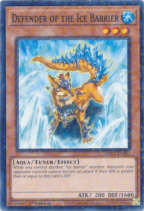 1st Edition, Aqua, Common, Hidden Arsenal: Chapter 1, Tuner/Effect Monster, Water Defender of the Ice Barrier (Duel Terminal) [HAC1-EN043] Common - Trading Card World