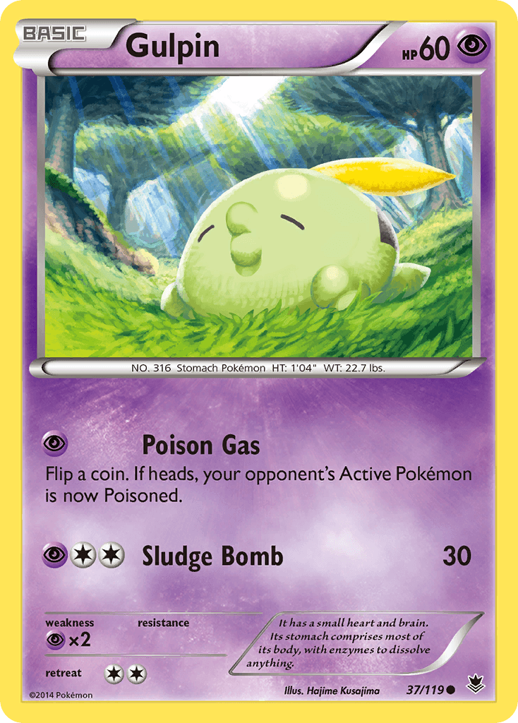 37, Common, Normal, Psychic, Psychic[×2], Reverse Holofoil, XY: Phantom Forces Gulpin (37/119) [XY: Phantom Forces] - Trading Card World