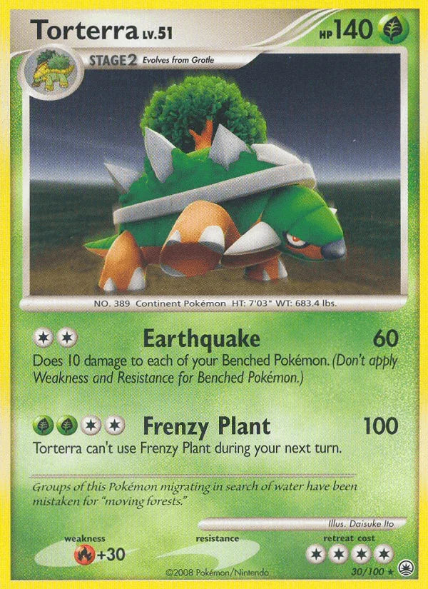 30, Diamond & Pearl: Majestic Dawn, Fire[+30], Grass, Normal, Rare, Reverse Holofoil Torterra (30/100) [Diamond & Pearl: Majestic Dawn] - Trading Card World