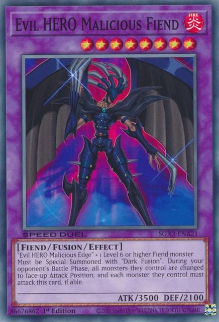 1st Edition, Common, Effect Fusion Monster, Fiend, Fire, Speed Duel GX: Duelists of Shadows Evil HERO Malicious Fiend [SGX3-ENA21] Common - Trading Card World
