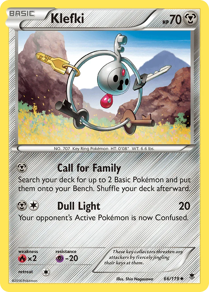 66, Fire[×2], Metal, Normal, Psychic[-20], Reverse Holofoil, Uncommon, XY: Phantom Forces Klefki (66/119) [XY: Phantom Forces] - Trading Card World