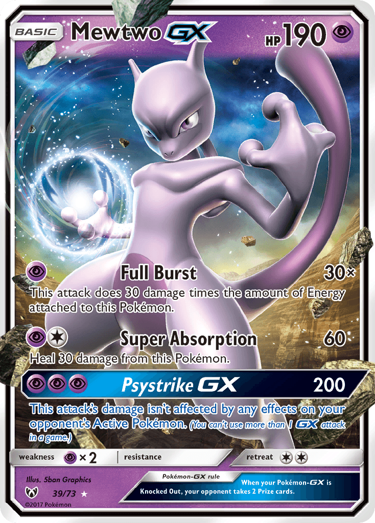 39, Holofoil, Psychic, Psychic[×2], Sun & Moon: Shining Legends, Ultra Rare Mewtwo GX (39/73) [Sun & Moon: Shining Legends] - Trading Card World