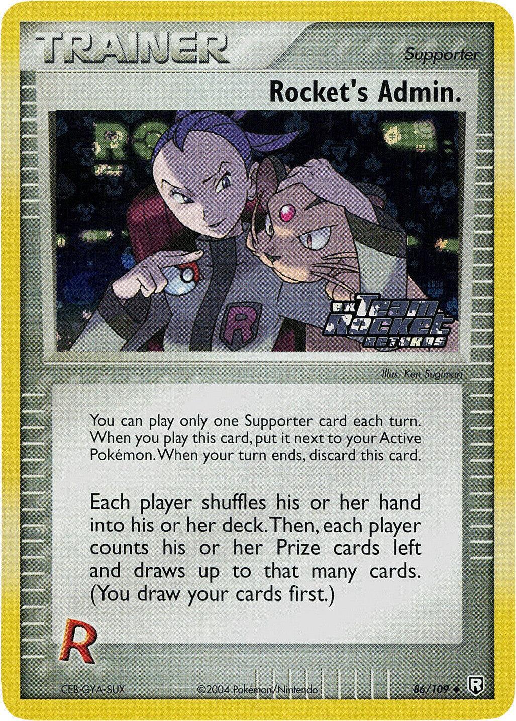 86, EX: Team Rocket Returns, Reverse Holofoil, Supporter, Uncommon Rocket's Admin. (86/109) (Stamped) [EX: Team Rocket Returns] - Trading Card World