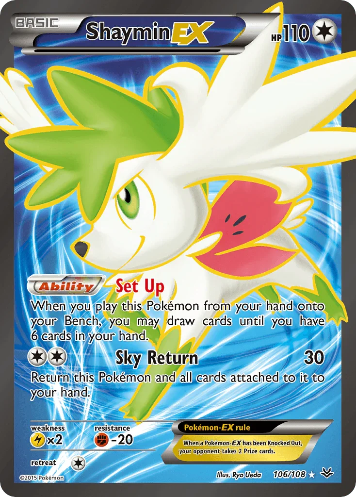 106, Colorless, Fighting[-20], Holofoil, Lightning[×2], Ultra Rare, XY: Roaring Skies Shaymin EX (106/108) [XY: Roaring Skies] - Trading Card World