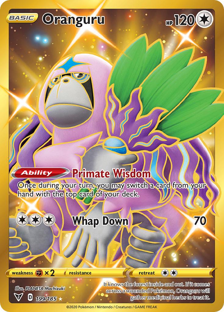 199, Colorless, Fighting[×2], Holofoil, Secret Rare, Sword & Shield: Vivid Voltage Oranguru (199/185) [Sword & Shield: Vivid Voltage] - Trading Card World