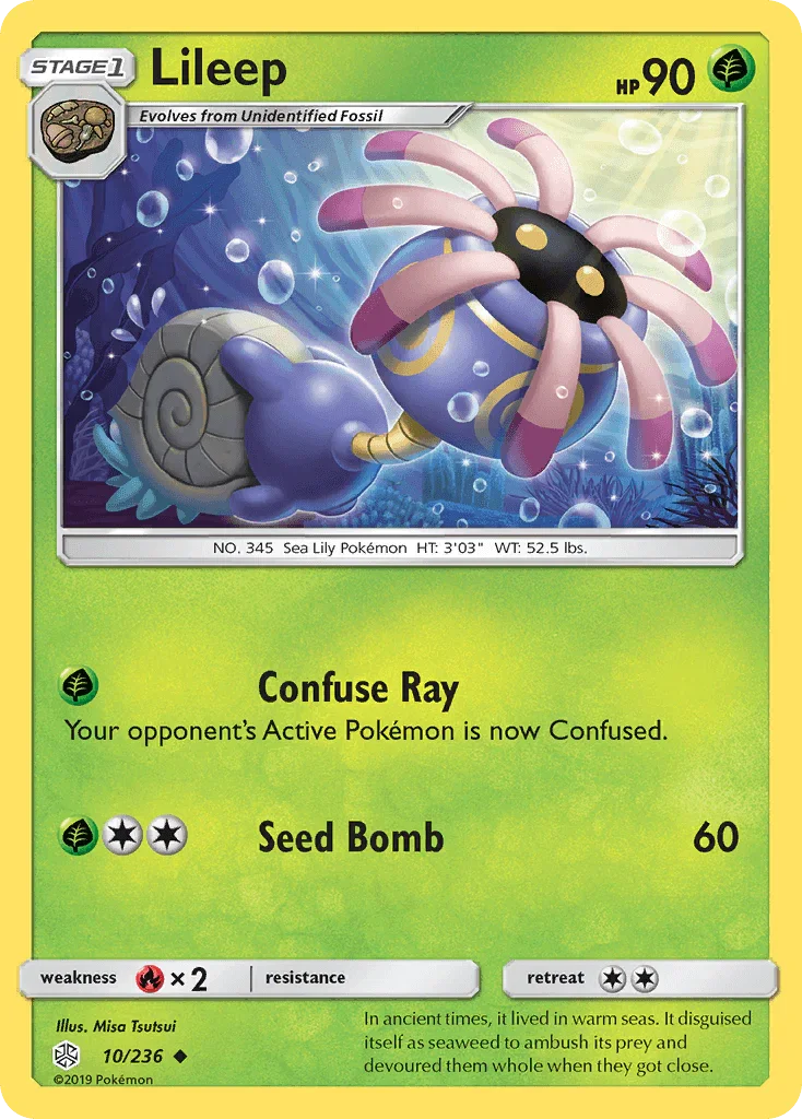 10, Fire[×2], Grass, Normal, Reverse Holofoil, Sun & Moon: Cosmic Eclipse, Uncommon Lileep (10/236) [Sun & Moon: Cosmic Eclipse] - Trading Card World