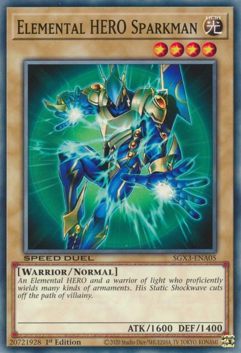 1st Edition, Common, Light, Normal Monster, Speed Duel GX: Duelists of Shadows, Warrior Elemental HERO Sparkman [SGX3-ENA05] Common - Trading Card World