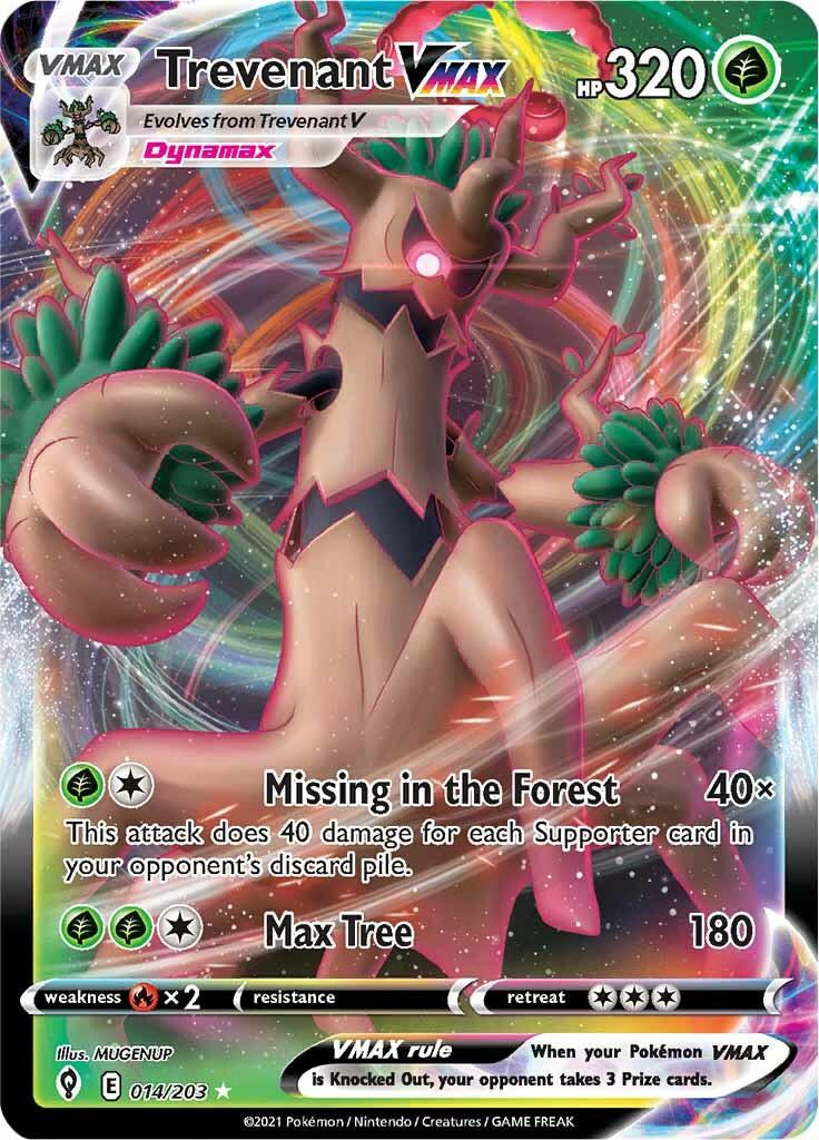 014, Fire [x2], Grass, Holofoil, Sword & Shield: Evolving Skies, Ultra Rare Trevenant VMAX (014/203) [Sword & Shield: Evolving Skies] - Trading Card World