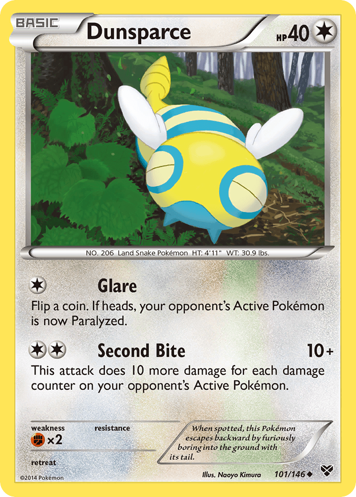 Colorless, Fighting[×2], Normal, Reverse Holofoil, Uncommon, XY: Base Set Dunsparce (101/146) [XY: Base Set] - Trading Card World