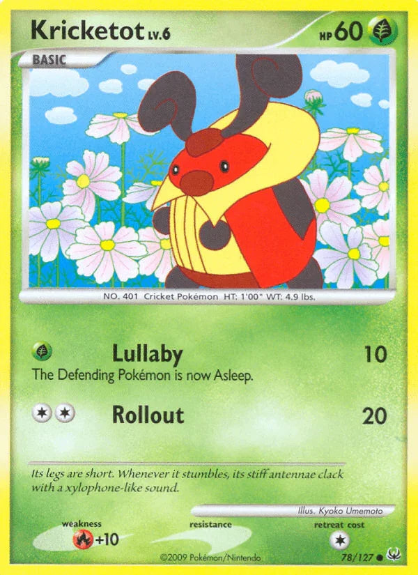 78, Common, Fire[+10], Grass, Normal, Platinum: Base Set, Reverse Holofoil Kricketot (78/127) [Platinum: Base Set] - Trading Card World