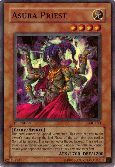1st Edition, Fairy, Legacy of Darkness, Light, Spirit Monster, Super Rare, Unlimited Asura Priest [LOD-071] Super Rare - Trading Card World