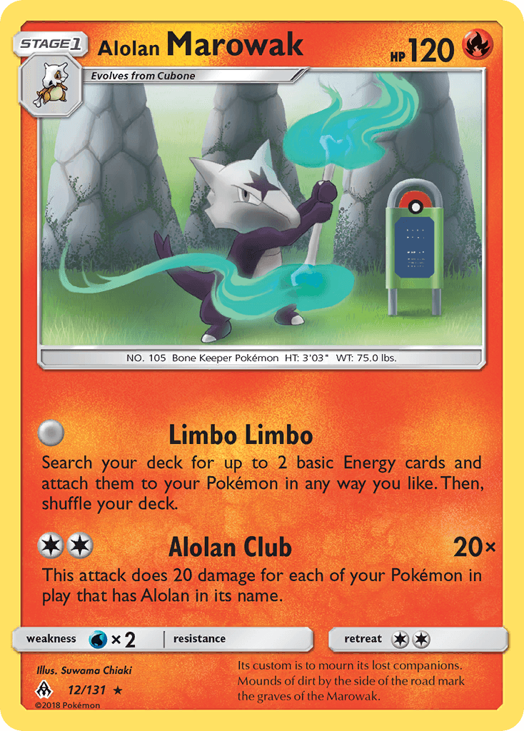 12, Fire, Normal, Rare, Reverse Holofoil, Sun & Moon: Forbidden Light, Water[×2] Alolan Marowak (12/131) [Sun & Moon: Forbidden Light] - Trading Card World
