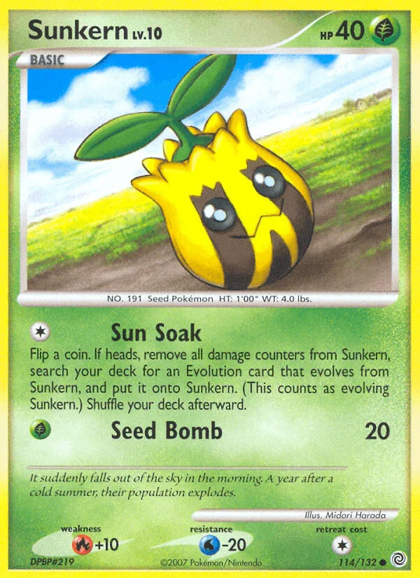 114, Common, Diamond & Pearl: Secret Wonders, Fire[+10], Grass, Normal, Reverse Holofoil, Water[-20] Sunkern (114/132) [Diamond & Pearl: Secret Wonders] - Trading Card World