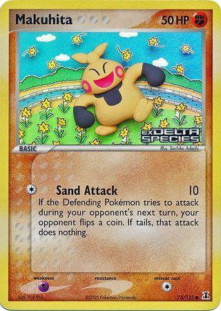 75, Common, EX: Delta Species, Fighting, Psychic[×2], Reverse Holofoil Makuhita (75/113) (Stamped) [EX: Delta Species] - Trading Card World