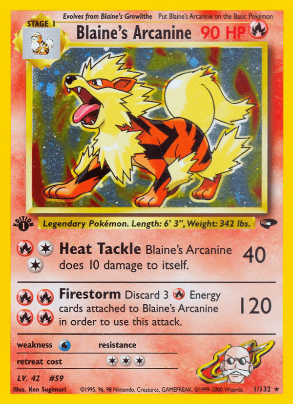 1st Edition Holofoil, Fire, Gym Challenge 1st Edition, Holo Rare, Water[×2] Blaine's Arcanine (1/132) [Gym Challenge 1st Edition] - Trading Card World