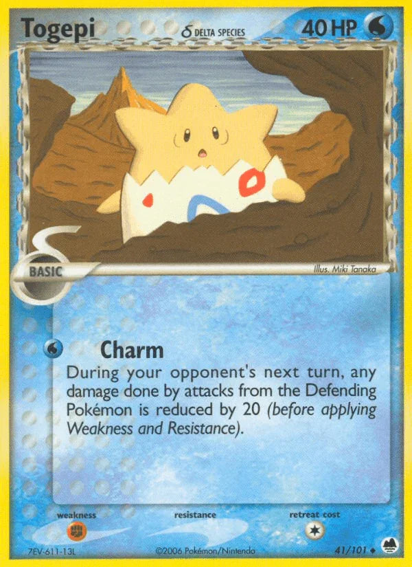41, EX: Dragon Frontiers, Fighting[×2], Normal, Uncommon, Water Togepi (41/101) (Delta Species) [EX: Dragon Frontiers] - Trading Card World