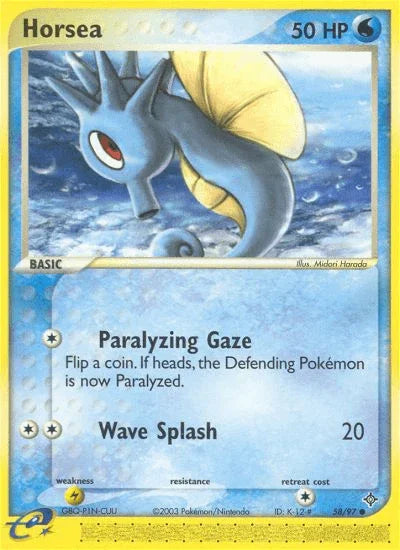 58, Common, EX: Dragon, Lightning[×2], Normal, Reverse Holofoil, Water Horsea (58/97) [EX: Dragon] - Trading Card World