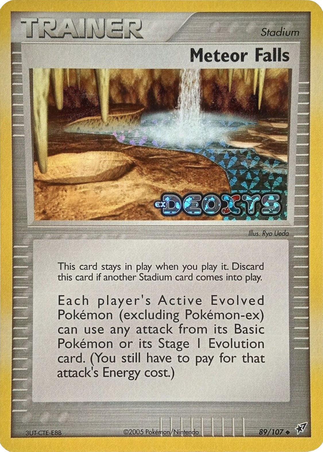 89, EX: Deoxys, Reverse Holofoil, Stadium, Uncommon Meteor Falls (89/107) (Stamped) [EX: Deoxys] - Trading Card World