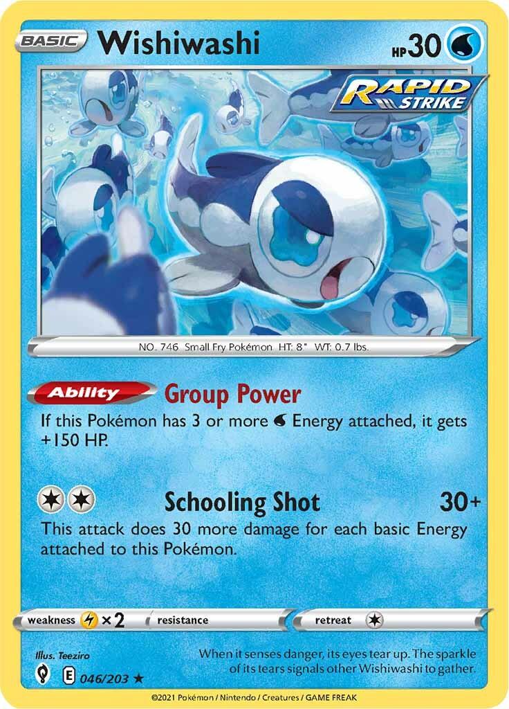046, Lightning [x2], Normal, Rare, Reverse Holofoil, Sword & Shield: Evolving Skies, Water Wishiwashi (046/203) [Sword & Shield: Evolving Skies] - Trading Card World