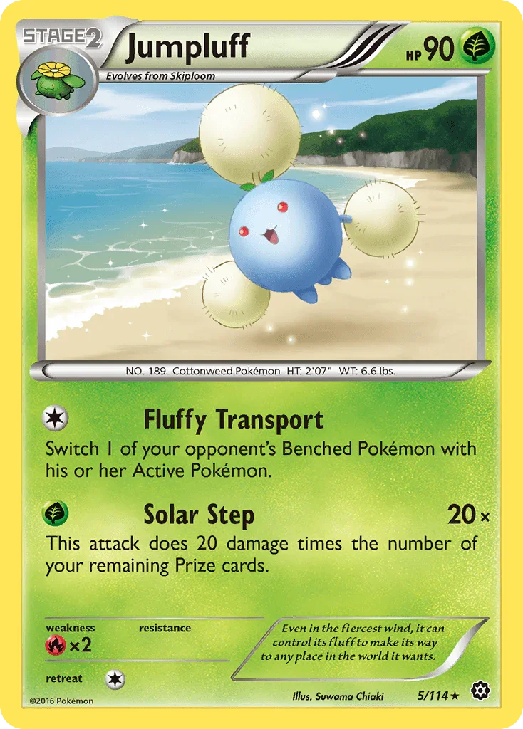Fire[×2], Grass, Normal, Rare, Reverse Holofoil, XY: Steam Siege Jumpluff (5/114) [XY: Steam Siege] - Trading Card World