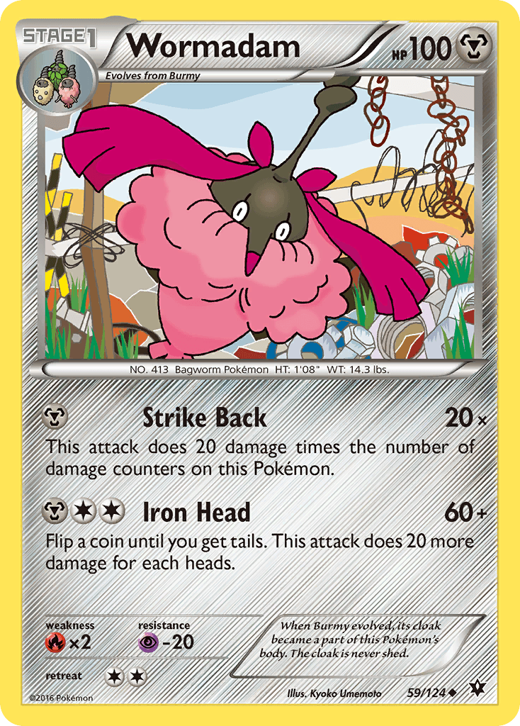59, Fire[×2], Metal, Normal, Psychic[-20], Reverse Holofoil, Uncommon, XY: Fates Collide Wormadam (59/124) [XY: Fates Collide] - Trading Card World
