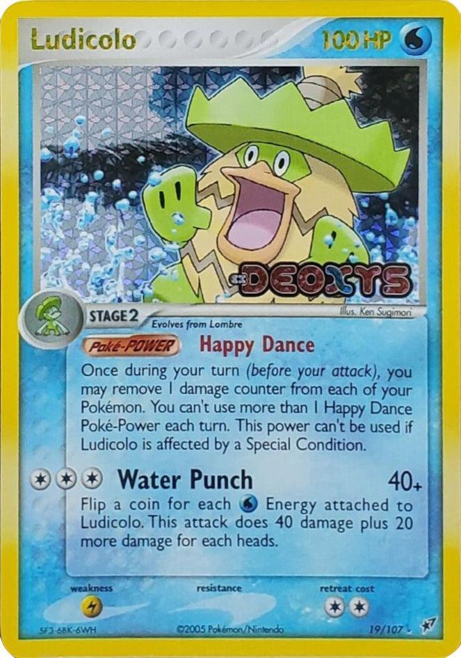 19, EX: Deoxys, Lightning[×2], Rare, Reverse Holofoil, Water Ludicolo (19/107) (Stamped) [EX: Deoxys] - Trading Card World