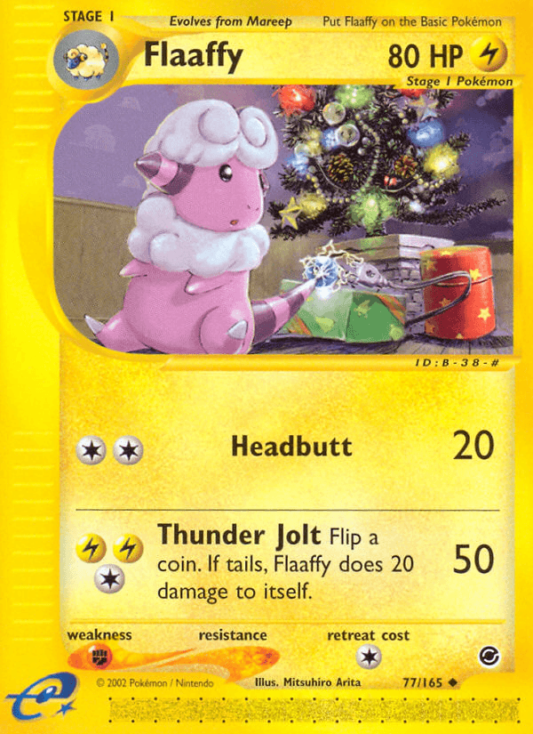 77, Expedition: Base Set, Fighting[×2], Lightning, Normal, Reverse Holofoil, Uncommon Flaaffy (77/165) [Expedition: Base Set] - Trading Card World