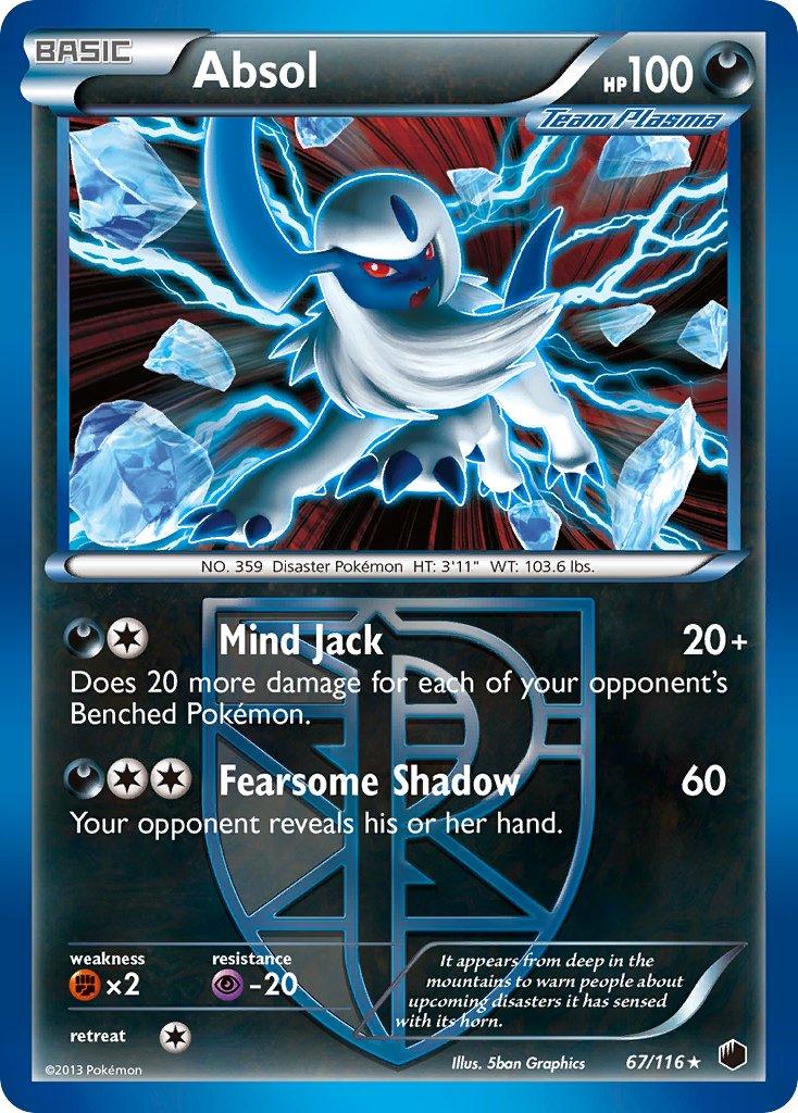 67, Black & White: Plasma Freeze, Darkness, Fighting[×2], Normal, Psychic[-20], Rare Absol (67/116) (Moltres Legendary Battle Deck) (Theme Deck Exclusive) [Black & White: Plasma Freeze] - Trading Card World