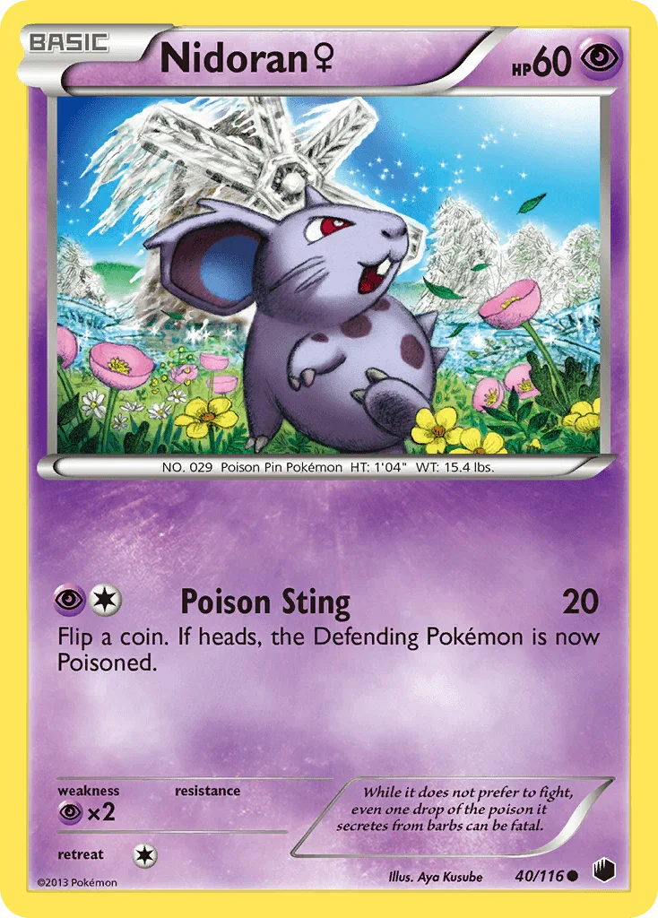 40, Black & White: Plasma Freeze, Common, Normal, Psychic, Psychic[×2], Reverse Holofoil Nidoran (40/116) (Female) [Black & White: Plasma Freeze] - Trading Card World