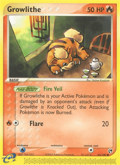 65, Common, EX: Sandstorm, Fire, Normal, Reverse Holofoil, Water[×2] Growlithe (65/100) [EX: Sandstorm] - Trading Card World