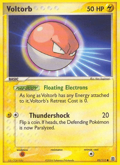 85, Common, EX: FireRed & LeafGreen, Fighting[×2], Lightning, Normal, Reverse Holofoil Voltorb (85/112) [EX: FireRed & LeafGreen] - Trading Card World