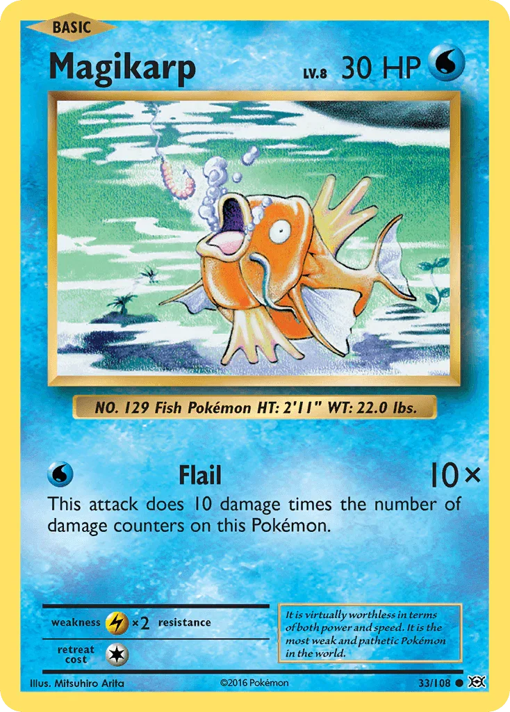 33, Common, Lightning[×2], Normal, Reverse Holofoil, Water, XY: Evolutions Magikarp (33/108) [XY: Evolutions] - Trading Card World