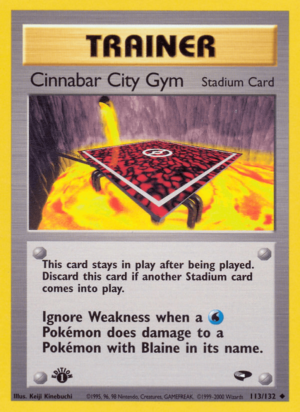 113, 1st Edition Normal, Gym Challenge 1st Edition, Stadium, Uncommon Cinnabar City Gym (113/132) [Gym Challenge 1st Edition] - Trading Card World