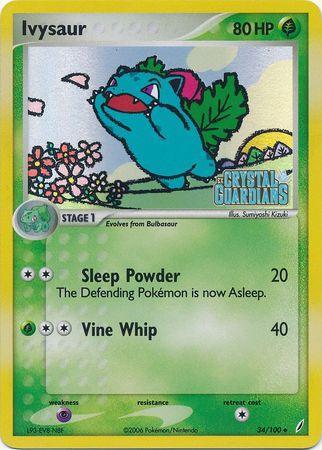 34, EX: Crystal Guardians, Grass, Psychic[×2], Reverse Holofoil, Uncommon Ivysaur (34/100) (Stamped) [EX: Crystal Guardians] - Trading Card World