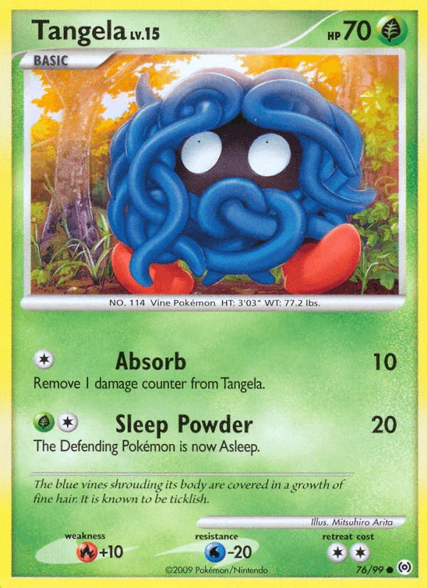 76, Common, Fire[+10], Grass, Normal, Platinum: Arceus, Reverse Holofoil, Water[-20] Tangela (76/99) [Platinum: Arceus] - Trading Card World