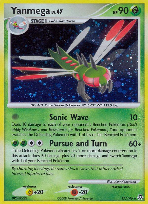17, Diamond & Pearl: Legends Awakened, Fighting[-20], Grass, Lightning[+20], Normal, Rare Yanmega (17/146) (Theme Deck Exclusive) [Diamond & Pearl: Legends Awakened] - Trading Card World