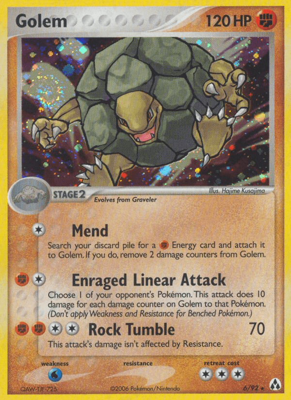 EX: Legend Maker, Fighting, Holo Rare, Holofoil, Water[×2] Golem (6/92) [EX: Legend Maker] - Trading Card World